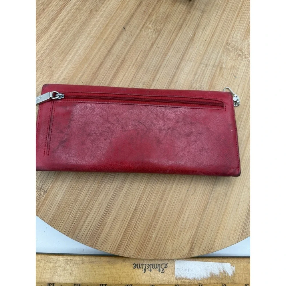 HOBO‎ INTERNATIONAL Ruby Red Leather Clutch Clean Inside Magnetic